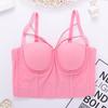 Crop Top yushutiff Mieder Sommer Ärmelloses Kurzes Korsett Weibliche Push-Up-BH Frauen Bustier Harajuku Schulterfrei Schwarz Weiß Westen Eingebauter BH