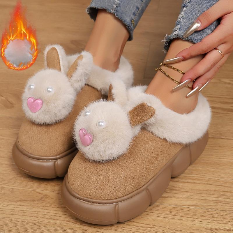 Fashion Cotton Slippers Women's Autumn and Winter Wear 2025 New Indoor Home Platform Heightened Warm Plush Shoes