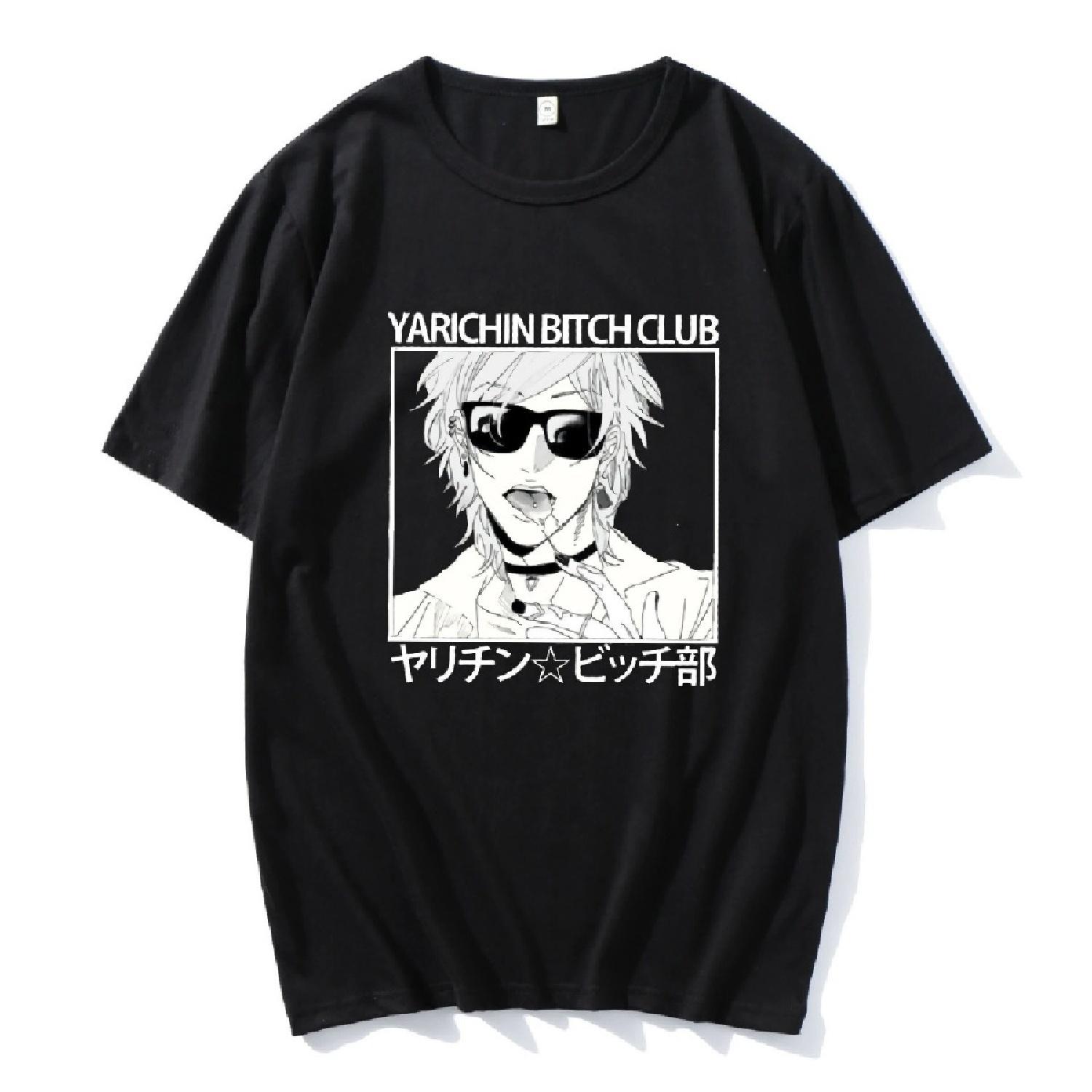 

Japanese Anime Kawaii Yarichin B Club Manga T-Shirt Men Ms Summer Fashion Casual Anime Harajuku Tops Tee Short Sleeve S