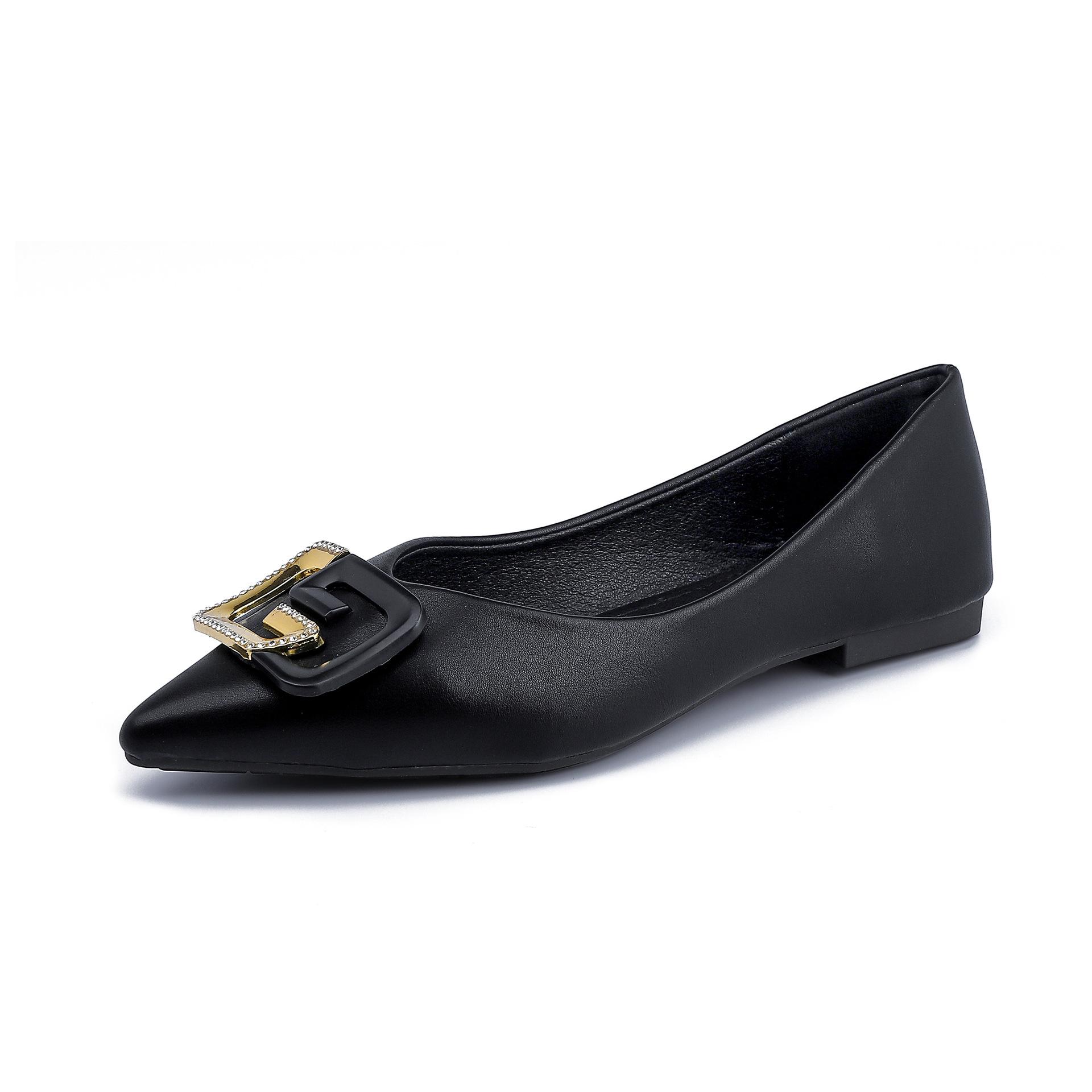 

Остроносые туфли-лодочки женские 2025 весна женская мода сказочный стиль мягкая подошва повседневные туфли женская обувь высококлассные рабочие туфли 43 чёрный