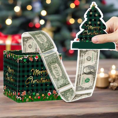 Christmas Money Pull-Out Gift Box Surprise Cartoon Pattern Christmas Decorations Gift Wrap Party Favors 12x12cm