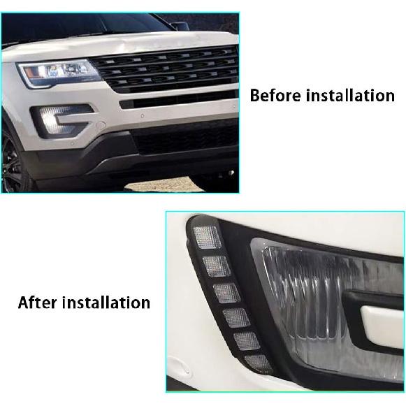 Super Bright LED Daytime Running Light Dual Color DRL for Explorer 2016-2019 Replacement Front Bumper Fog Lamp Assembly Model B 1 Pair(Front L/R)