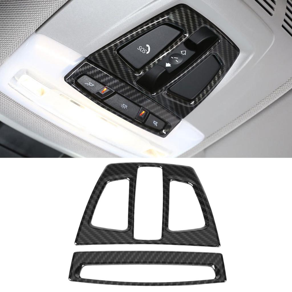 2pcs Carbon Fiber Front Reading Light Panel Cover Trim for 3 Series F30 GT F34 X5 X6 X1 X2