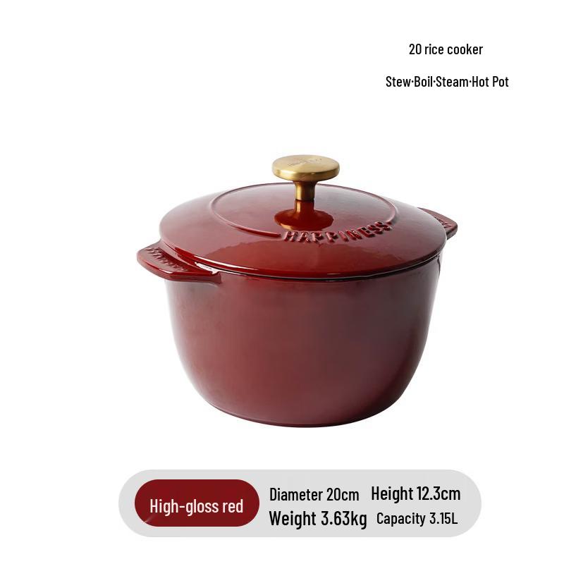 ZISIZ Enamel Cast Iron Multi-Functional Stew Pot