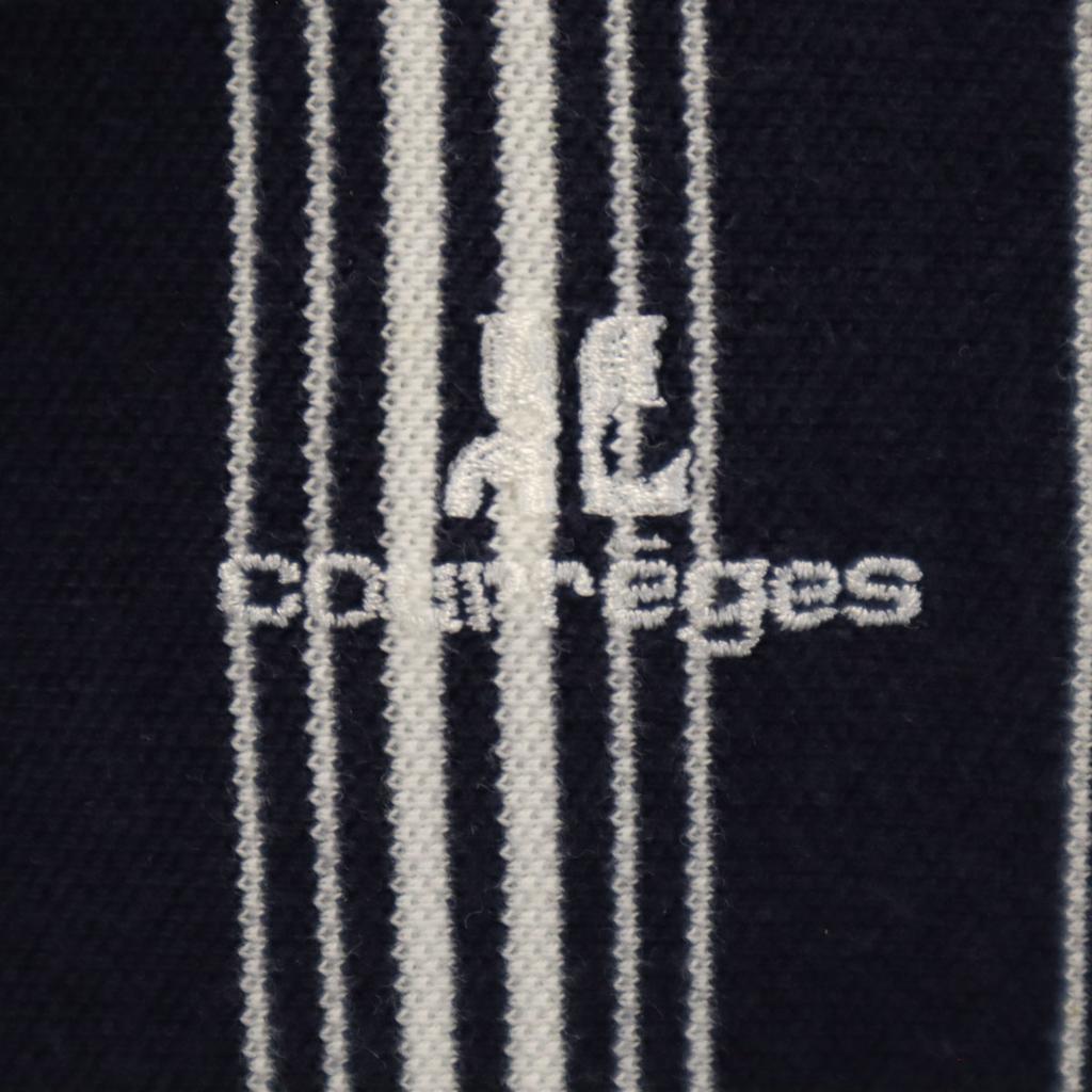 COURREGES Striped Pattern Short Sleeve Polo Shirt XS Navy Men's Used