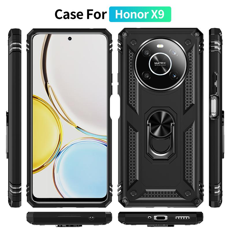 Pouzdro/pouzdro pro Honor X9 X 9 4G s magnetickým kovovým kroužkem do auta a držákem na telefon pro Honor X9 4G Honor X9 4G quot; Nárazuvzdorný pancéřový zadní kryt