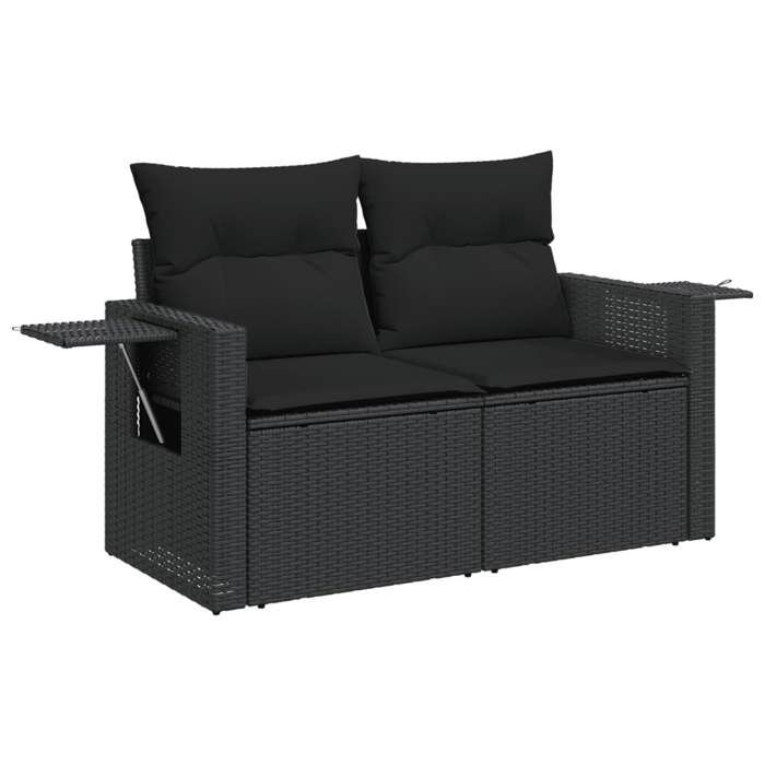 VidaXL Salon de Jardin avec Coussins 9 pcs, Canapés de Terrasse, Ensemble de Meubles de Patio, Mobilier d'Extérieur, Noir 3224480