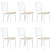Vidaxl Dining Chairs, 6 Pcs, White-Natural, Rubberwood