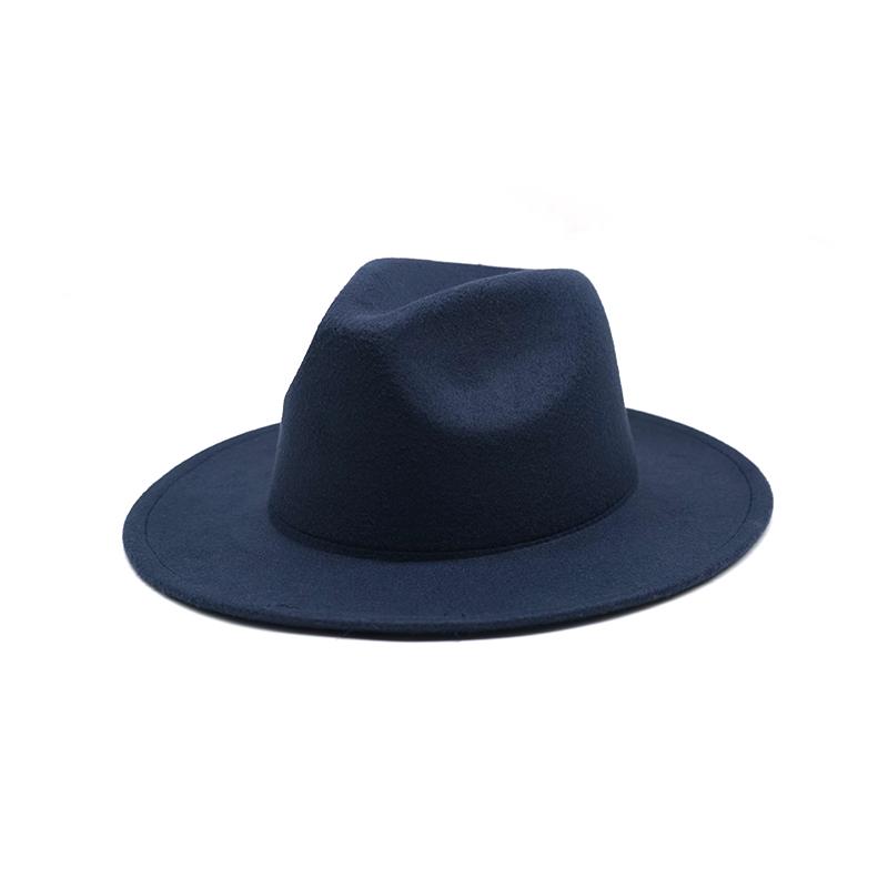 Autumn Winter Womens Felt Hat Fedoras Big Brim Hats For Women British Style Vintage Church Hats Lady Flat Brim White Jazz Cap