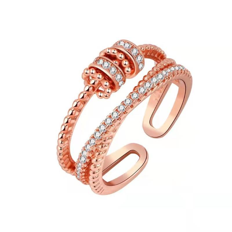 

Huajie Women s Rotatable Reduce Anxiety Creative Rings Delicate Female Bling Open Ring Functional Accessories Open Ring