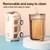 Bus Straw Water Bottle With Strap,Portable Cute Bear Car Water Bottles with Movable Wheels, Leakproof Bear Drinking Jug