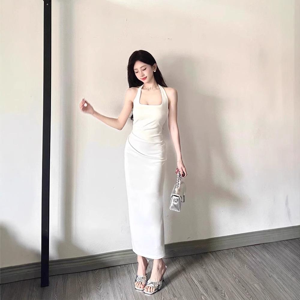 Rochie elegantă albă fără mâneci cu gât pătrat - Subțiază, avantajează silueta, stil franțuzesc