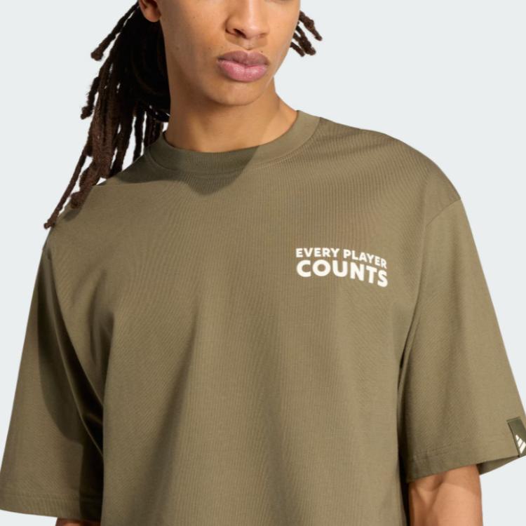 Adidas VERBIAGE T Shirts Men's Strata Olive Green Crew Neck Moderate