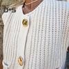 Women Sweater Vest V-neck Sleeveless Button Down Cardigan with Pockets Solid Color Loose Fit Crochet Knit Tops