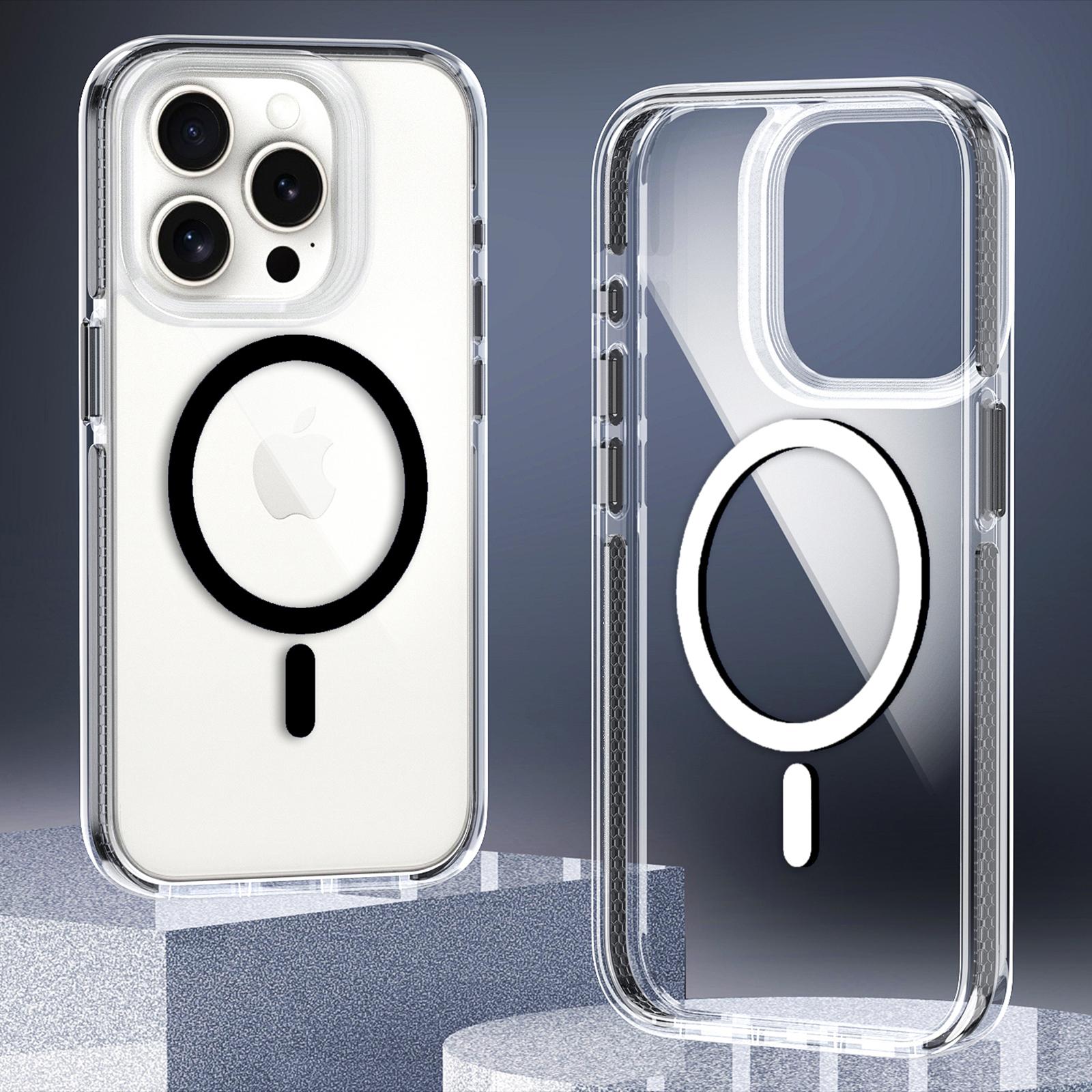 

Чехол для iPhone 15 Pro Max, совместимый с MagSafe, прозрачная ТПУ акриловая задняя крышка для телефона Black