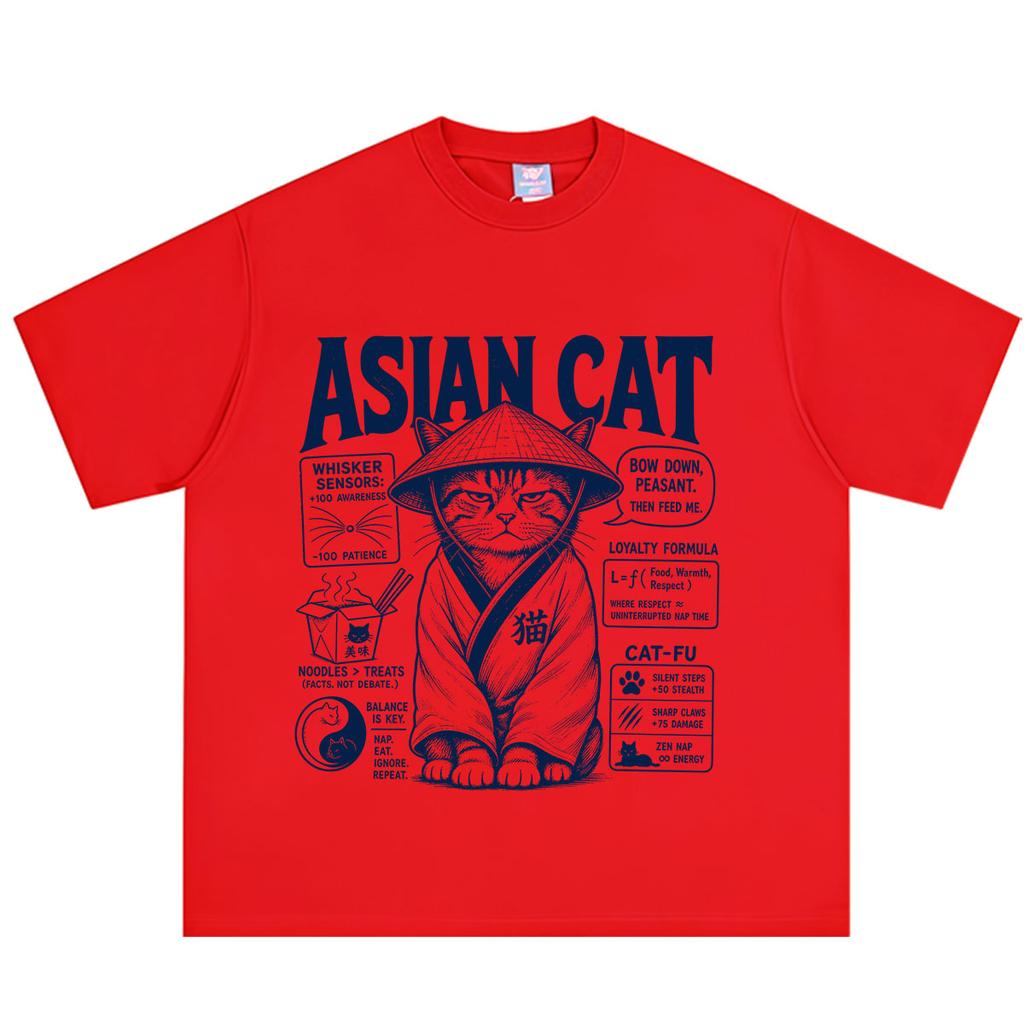 Asian Cat Funny Meme Tshirt Unisex Unisex Fashion Tshirt Summer Shortsleeved Loosefitting Casual Cotton Tshirts Streetwear Tops