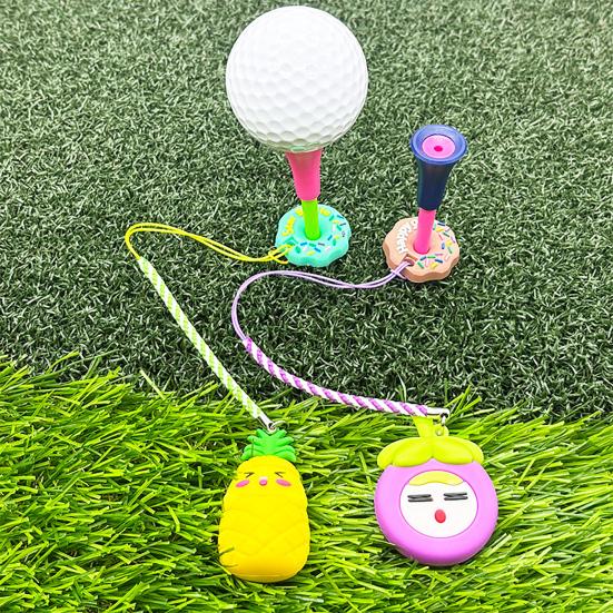 Plastic Anti Lost Golf Tee Hanger Donut Design Golf Tee Ring Strap Fruit Design Tee Loss Prevention Golf Accessory