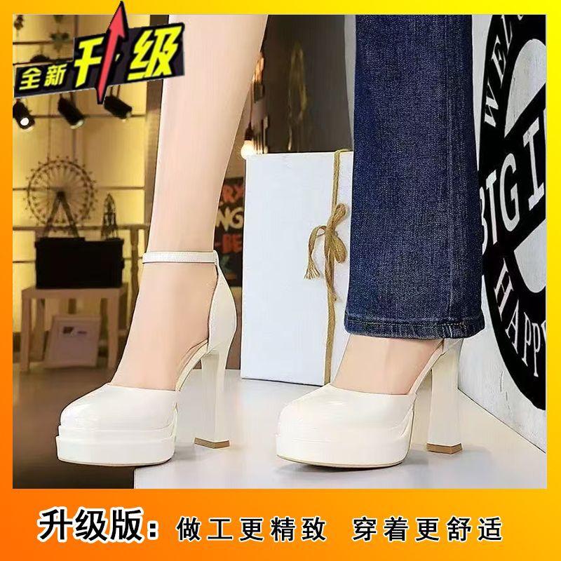 Mary Jane wedding shoes small women's single shoes new square head cute word high heels