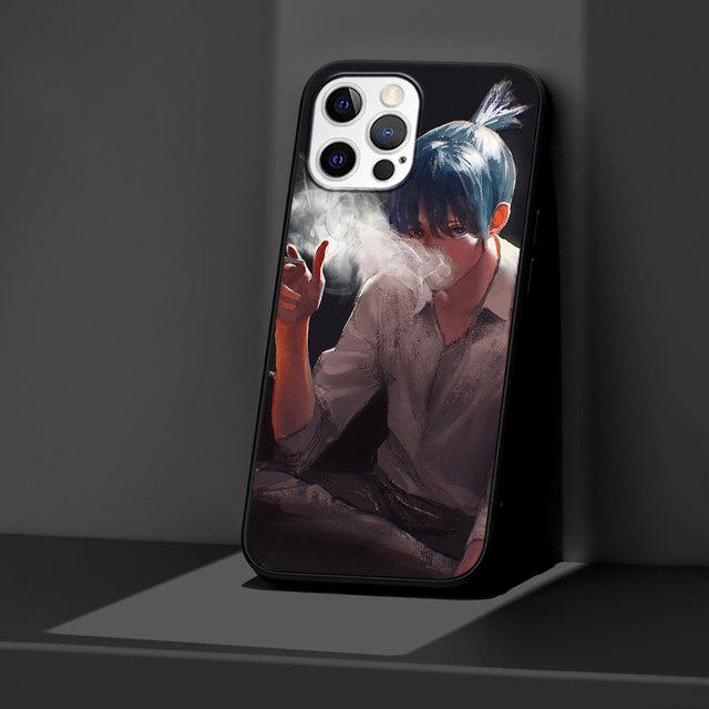 Case For Apple Iphone 11 13 12 Mini 14 Pro Max Xr 7 8 +Se 2020 Xs 6 6s Plus 5 5s Black Silicone Phone Cover Chainsaw Man Anime