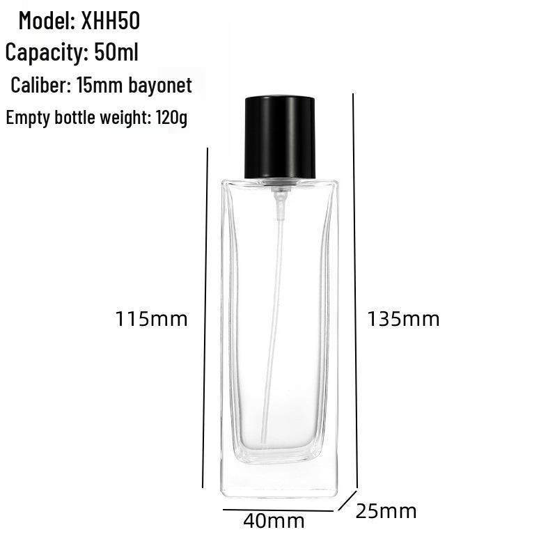 50ml Glass Perfume Decanting Bottle - Flat Square Fine Mist Spray
