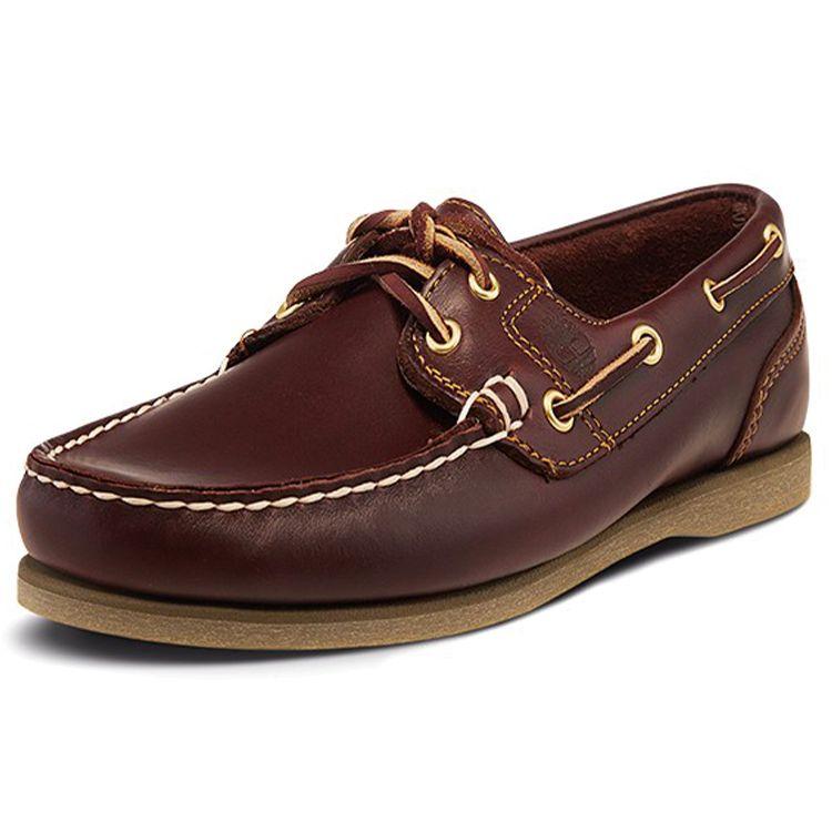 Timberland Top Layer Cowhide Slip-Resistant Durable Low-Top Boat Shoes Women Sneakers Brown 72333W