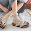 Retro ballet shoes summer wear single shoes summer ugly cute sweet girl pearl leopard print Mary Jane shoes Boken sandals women