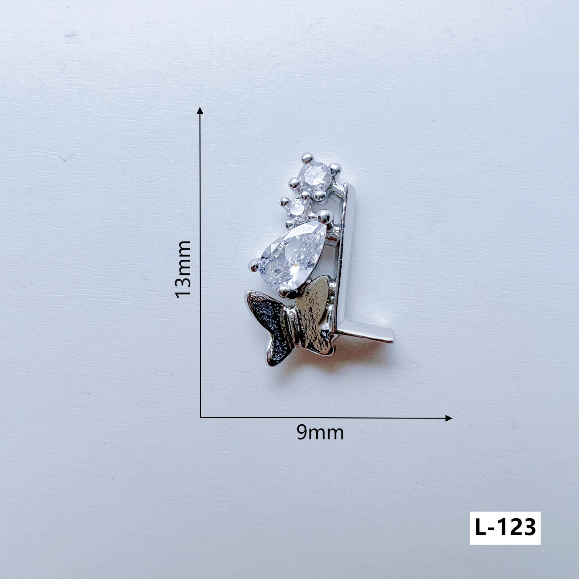 Silver Butterfly Copper Inlaid Zircon Nail Art Decorations