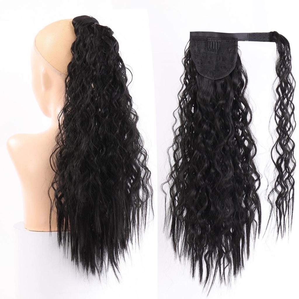 Coada de cal cu velcro, lung și ondulat, sintetică, cu clemă în coadă de păr, păr fals, coadă de cal, cu agrafe, extensie de păr