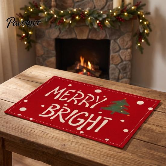Winter Theme Table Settings Christmas Snowman Placemat, Festive Dining 11.8" x 17.7" Washable Placemats Fabric Place Mat, Heat Insulation Mat