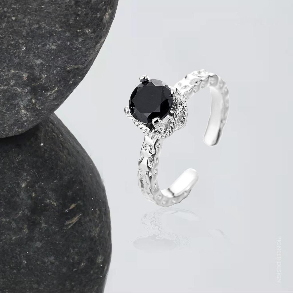 Black Zircon RIngs For Women Man Couple Wedding Engagement Ring Jewelry