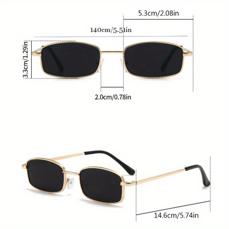 Men Vintage Square Metal Frame Fashion Sunglasses - Golden-Tone Retro Style, Anti Glare PC Lenses, Sleek Design for Business & Casual Wear