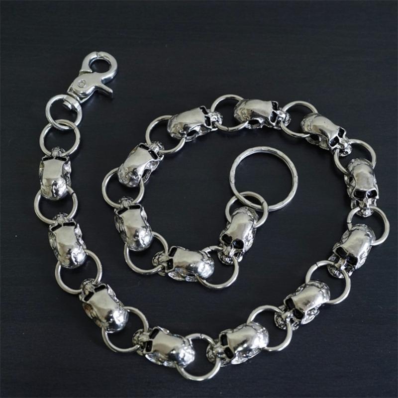 Biker-Decor Skull Wallet Chain with Hook Snap Closure Punk Skull Trouser Chain Hip-hop Cool Style Pant Chain Ornament