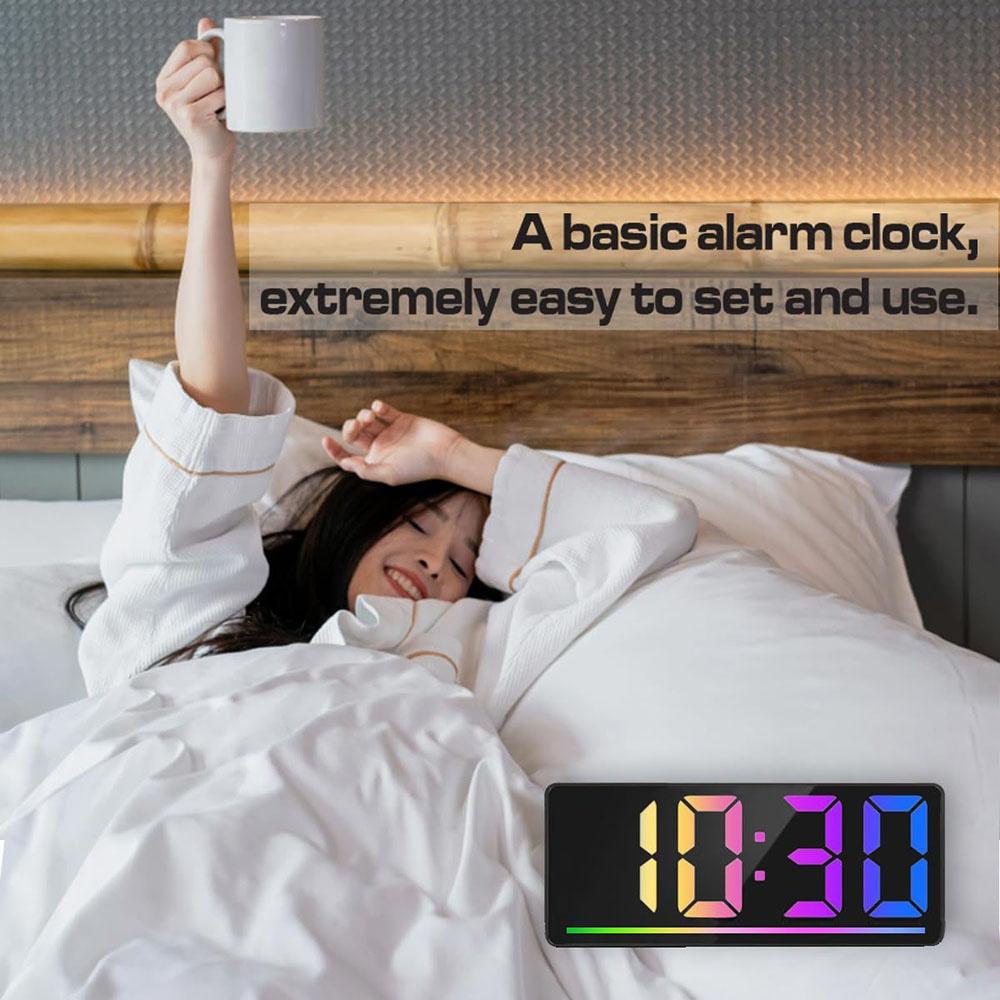 Colorful LED Digital Desk Clock with Large Display Alarm Temperature Night Light for Home Office Christmas Décor