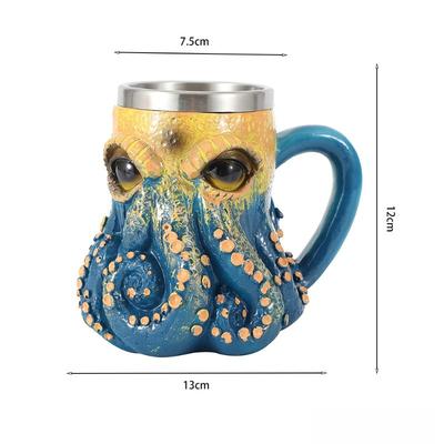 1 Stück Kaffeetasse im Ozean-Stil, Oktopus-Motiv, Kunstharz-Kunsthandwerk, Dekoration für Zuhause, Schlafzimmer, Schreibtisch, kreative Oktopus-förmige Tasse