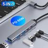 PD 65W USB C HUB Type C до USB 3.0 HUB 5 портів Multi Splitter Adapter OTG для Xiaomi Lenovo Macbook Pro 13 15 Air Pro PC Computer