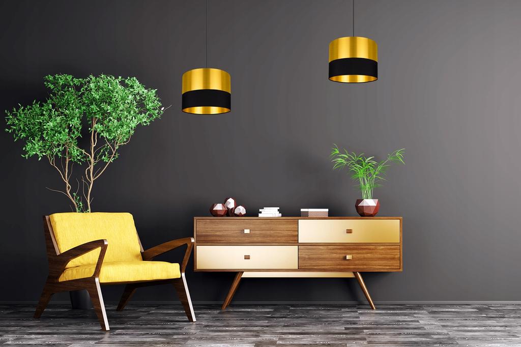 CEILING HANGING LAMP, GOLDEN LAMPSHADE, LED