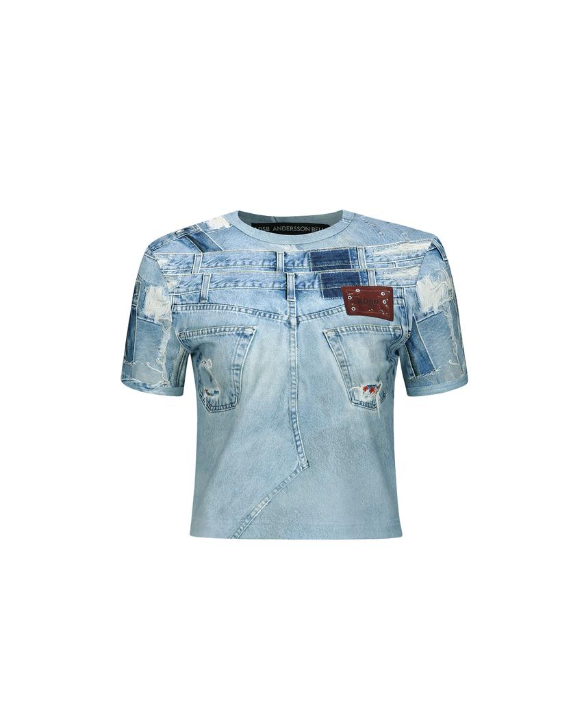 ADSB ANDERSSON BELL (Essential) Daniel Denim Print T-Shirt Atb1133W(Denim Blue)