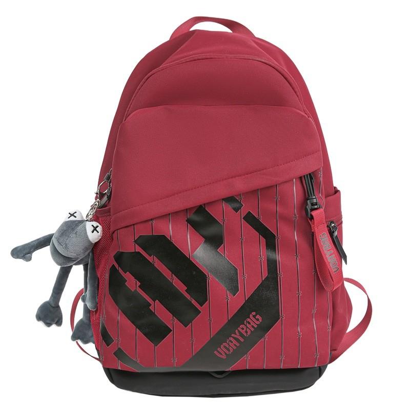 Simple Capacity Big Backpack With Letter Decoration And Stripe Design For Daily