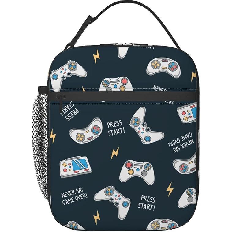 Video Game Controller Insulated Lunch Bag - Reusable Lunch Box - Portable Lunch Tote For Women Men And Kids