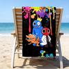 proof beach towel with a Rainbow Friends3 pattern - soft,absorbent,quick-drying,machine washable - perfect for swimming,camping,bathing
