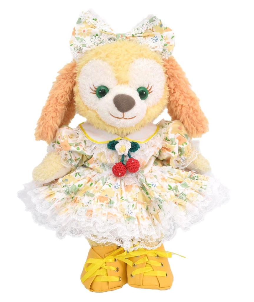 Teddy Bear Mail Order Alice Cookie Ann Costume with Duffle Cape and Floral Print Dress Dress-Up (Size Small, Yellow)