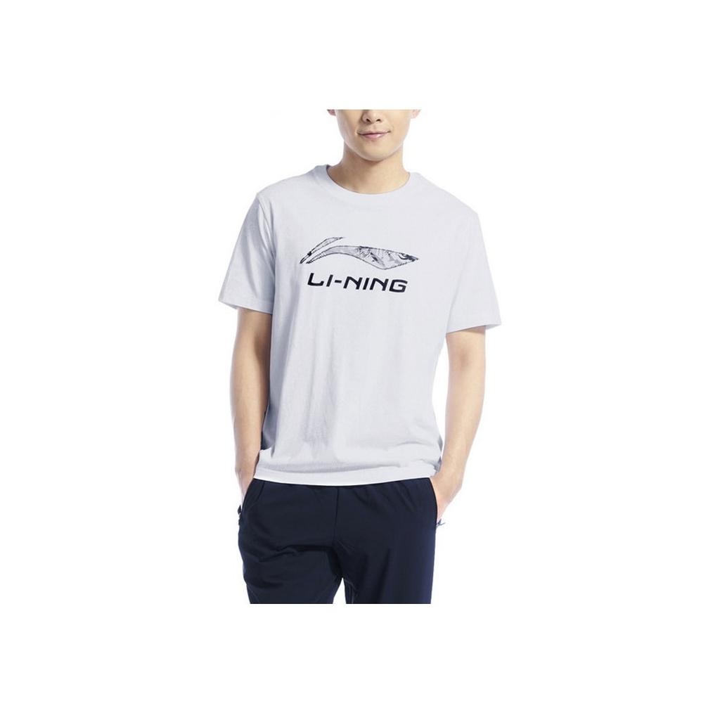 Li Ning Casual Letter Print Pullover Short Sleeve T-Shirt Unisex Tops White AHSS513-1