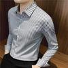 Men's 2023 Slim Fit Vertical Striped Long Sleeve Business Shirt