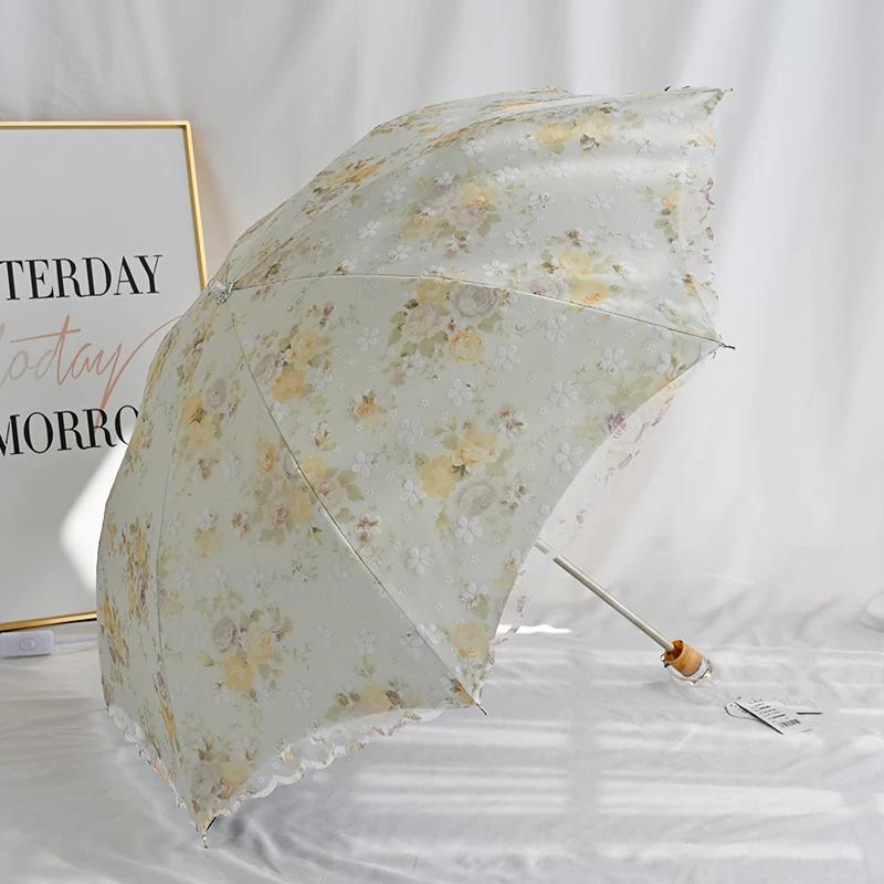 Umbrella Lace Sun Umbrella Female Embroider Sun Protection UV Protection Sun Umbrella Retro Style Princess Umbrella Sunny and Rain Dual-Use