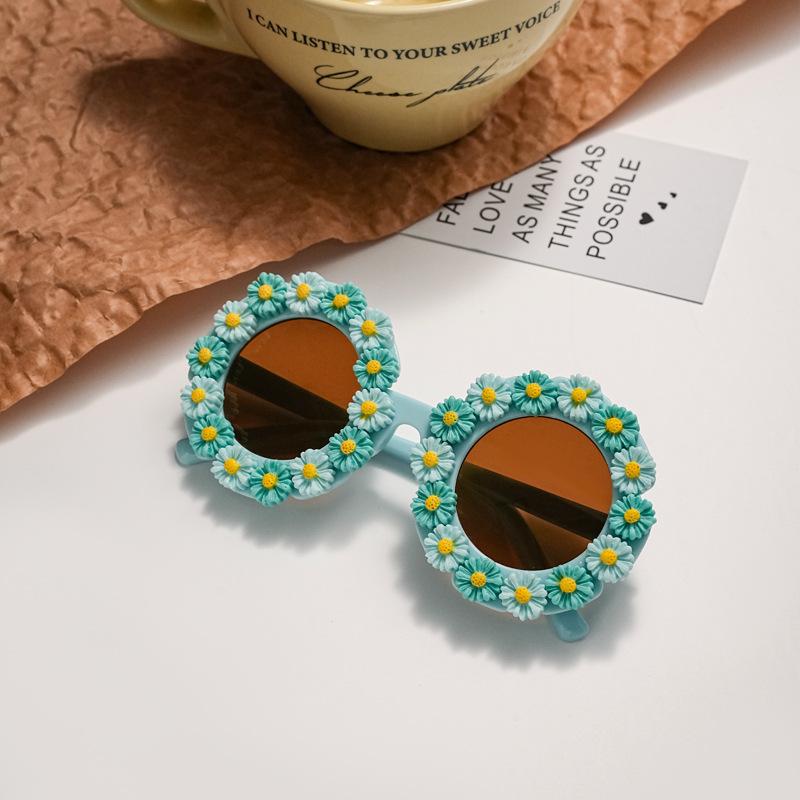 Sun Flower Sunglasses For Children Round Summer Travel Shades Boys Girls Lovely Eyewear Kids Baby Daisy Sunglasses UV Protection