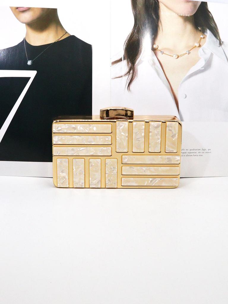 One-Shoulder Acrylic Shell Clutch - Minimalist Crossbody Evening Bag for Women