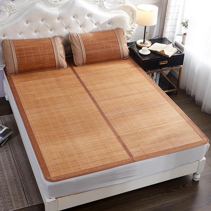 Bamboo Ice Silk Summer Cooling Mat: Foldable Double-Sided Mat for Dormitory or Home, 1.8m