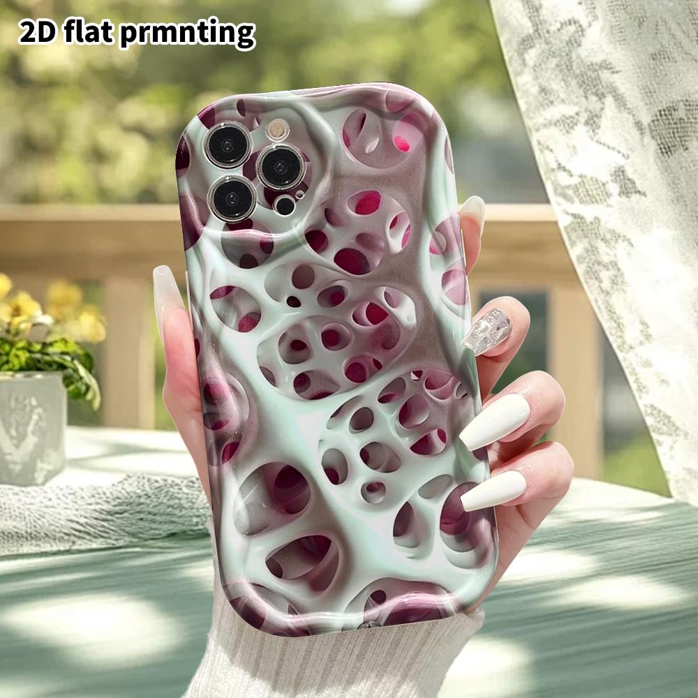 Phone Case: 2D Flat Design, Suitable for iPhone 18, 17, 16, 15, 14, 13, 12 Pro Protective Cases, Phone Decoration, Multi-hole Abstract Surface, Hallow