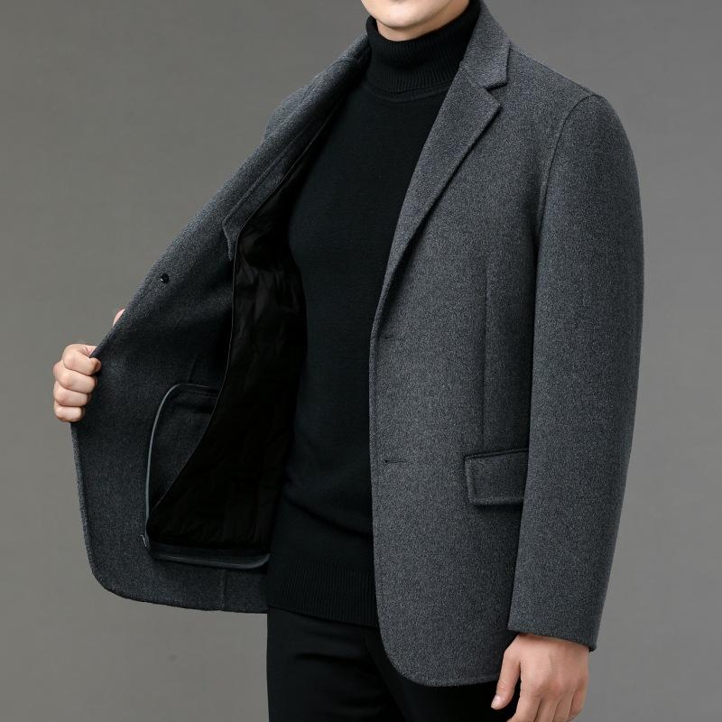 

Двустороннее шерстяное пальто, мужское средней длины, зимнее на утепленном пуху, папино кашемировое пальто, шерстяной костюм из шерсти 195