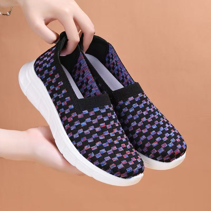 Upgrade Netzschuhe neue flache Mund-Mutter-Schuhe dicke Sohle lässige Lauf-Tanzschuhe